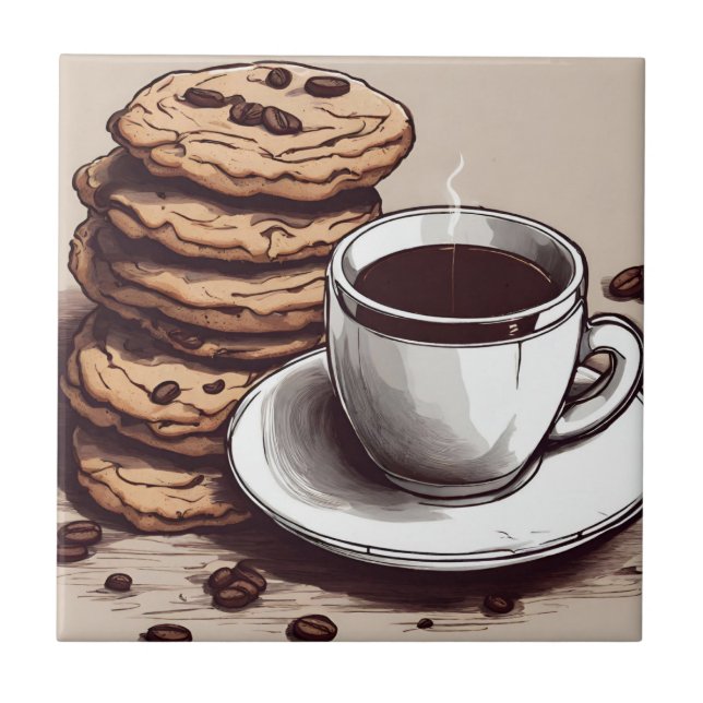 Carreau Une coupe de café et de cookies (Devant)