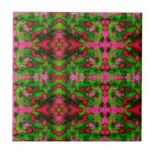 Carreau Une étude en rose et vert