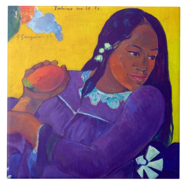 Carreau Une femme avec un mangue, Gauguin (Devant)