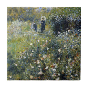 Carreau Une femme avec un parasol dans un jardin par Augus