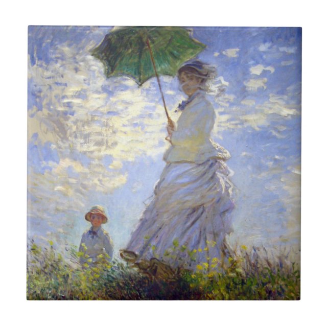 Carreau Une femme avec un parasol par Claude Monet (Devant)