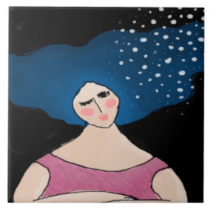 Carreau Une femme dans la lumière de la lumière Abstraite 