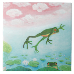 Carreau Une Grenouille S'Enfonce Dans L'Étang Illustratio