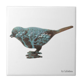 Carreau Une image rêveuse d'un moineau dans les tons bleus