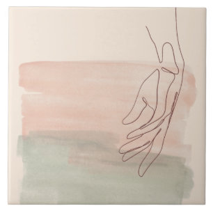 Carreau Une ligne de dessin graphique main dans le pastel 