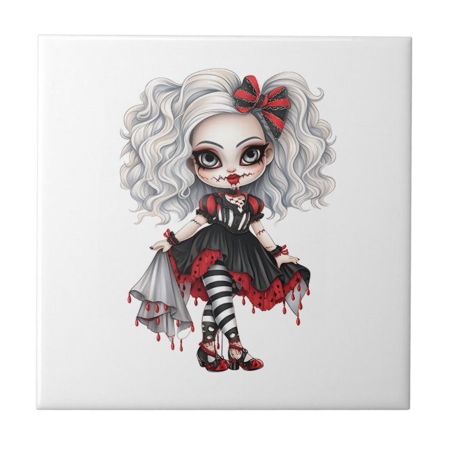 Carreau Une mignonne fille Halloween collection de design  (Devant)