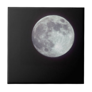 Carreau Une pleine lune brillante dans un ciel nocturne no