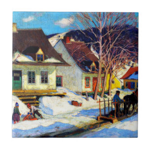 Carreau Une rue du village de Québec - Oeuvres d'art de Cl