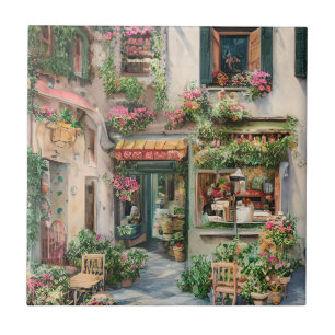 Carreau Une scène de rue italienne Série de dessins éphémè
