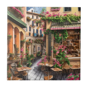 Carreau Une scène de rue italienne Série de dessins éphémè