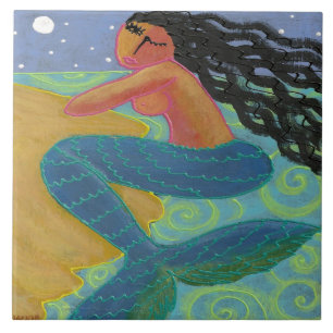 Carreau Une sirène dans la peinture Abstraite au clair de 