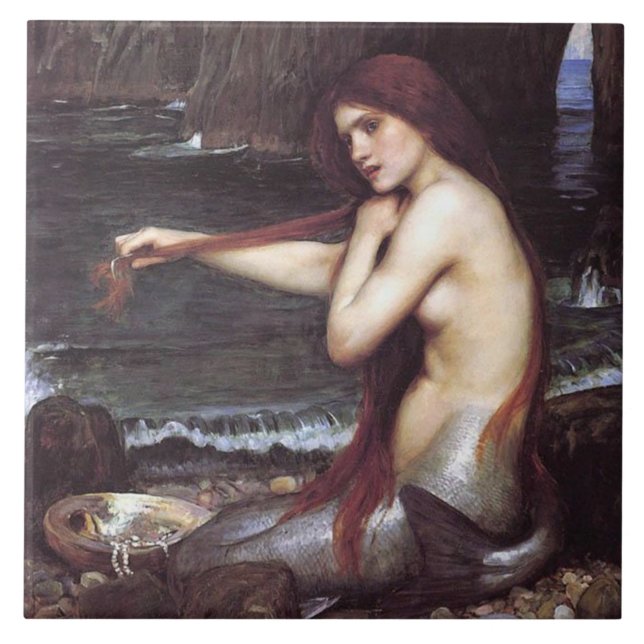 Carreau Une sirène de J W Waterhouse, 1901 (Devant)