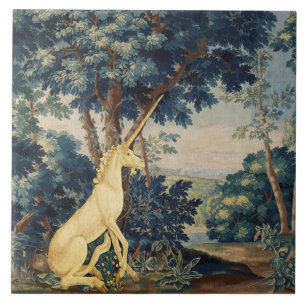 CARREAU UNICORN EN PAYSAGE EN BOIS, ARBRES, VERDURE