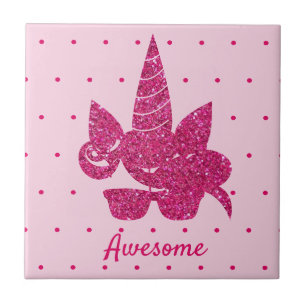 Carreau Unicorn rose Parties scintillant mignonne fille en