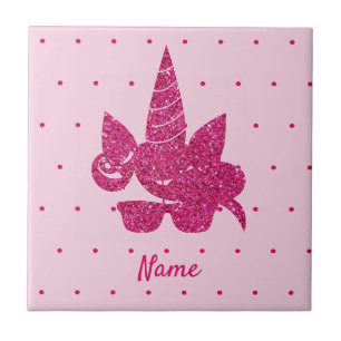 Carreau Unicorn Visage rose Parties scintillant fille enfa