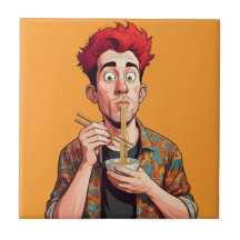 Unique peinture drôle homme de nouilles Orange