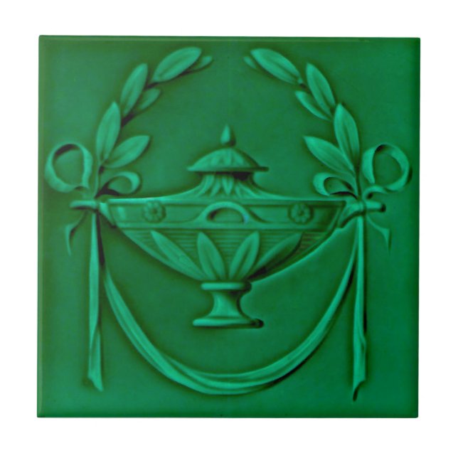 Carreau Urne verte néoclassique Antique Repro Faux Relief (Devant)
