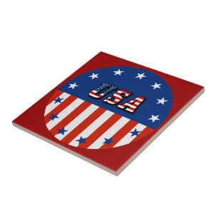 Carreau USA - Drapeau américain et étoiles en cercle
