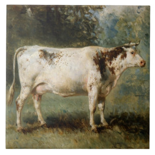 Carreau Vache dans un paysage rural (animal de ferme)