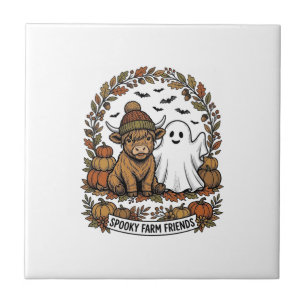 Carreau Vache des Highlands Halloween Fantôme Citrouille A