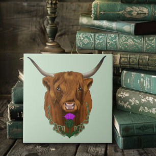 Carreau Vache Écossaise des Highlands Thistle Celtique Vio