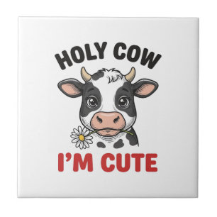 Carreau Vache sacrée je suis mignon Gravure vintage de vac