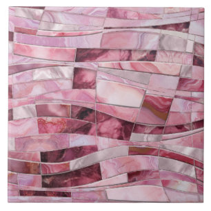 Carreau Vagues en mosaïque - Marbre rose Abstrait