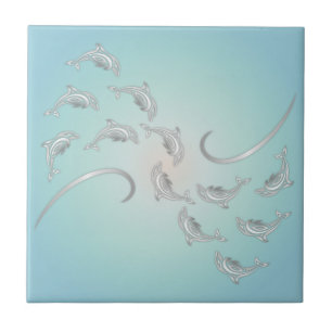 Carreau "Vagues hawaïennes en argent"   Littoral moderne