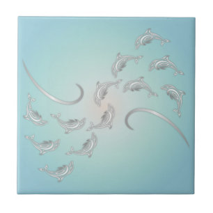 Carreau "Vagues hawaïennes en argent"   Littoral moderne