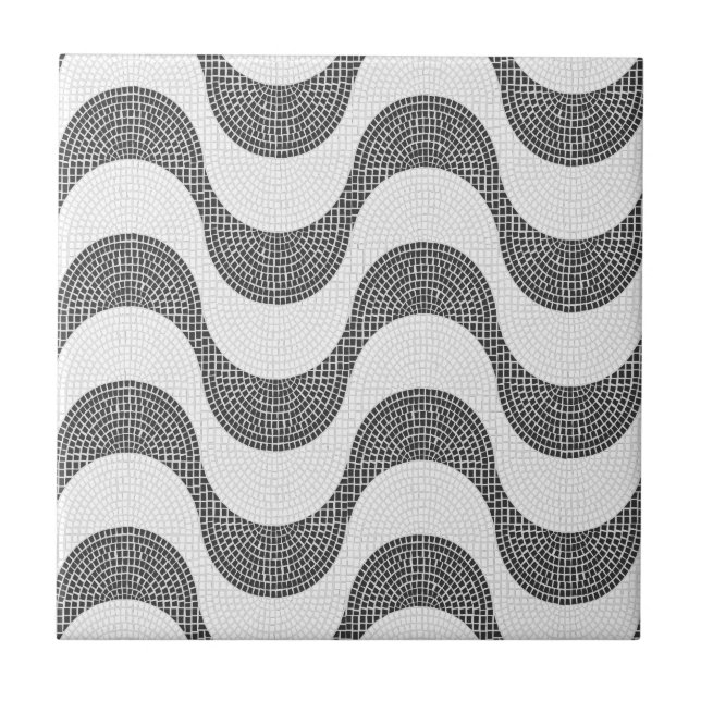 Carreau vagues noires et blanches en pavé portugais (Devant)