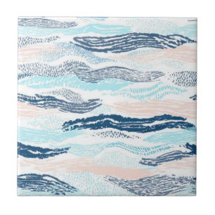 Carreau Vagues océaniques abstraites motif texturé bleu ro