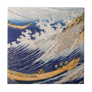 Carreau Vagues océaniques Hokusai Bateaux en mer