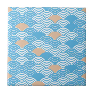 Carreau Vagues Seigaiha et Soleil Levant Japonais Modernes
