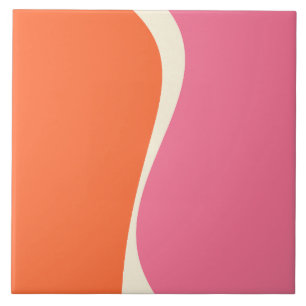 Carreau Vagues simples 2 en rose, orange et crème