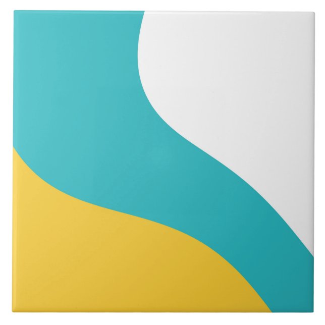 Carreau Vagues simples - Turquoise et Jaune (Devant)