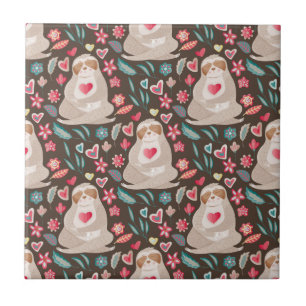 Carreau Valentine Sloth Motif