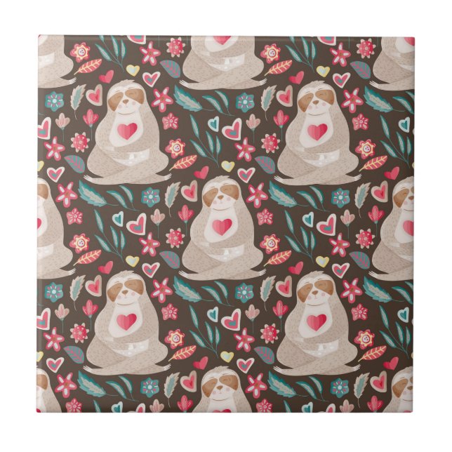 Carreau Valentine Sloth Motif (Devant)