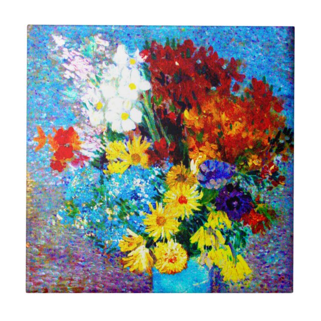 Carreau Van Gogh Flowers dans un Vase Bleu (Devant)