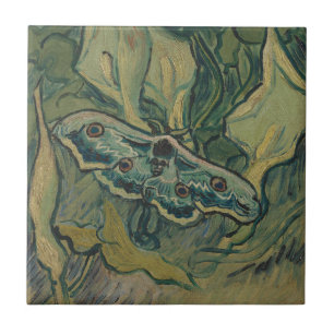 Carreau Van Gogh Grand Papillon de Nuit Paon Vintage Art d