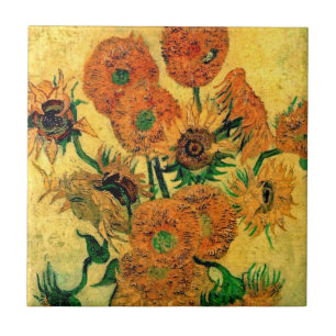 Carreau Van Gogh - Nature morte Vase avec quinze tournesol