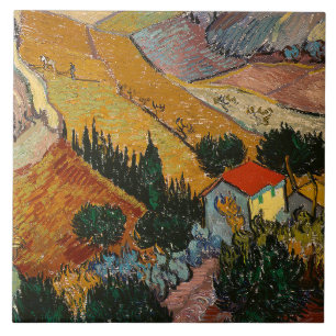 Carreau Van Gogh - Paysage avec Maison et Plowman,