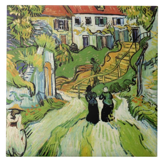 Carreau Van Gogh - Rue du village et marches à Auvers (Devant)