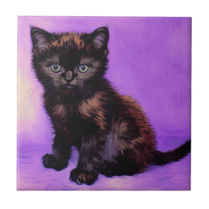 Carreau Van Gogh Style Chat pourpre
