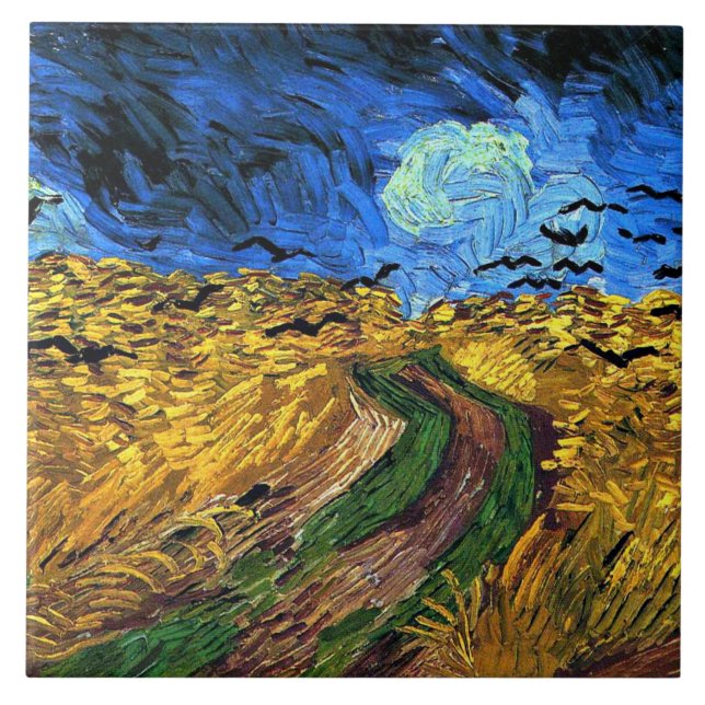 Carreau Van Gogh - Wheatfield with Crows, (Devant)