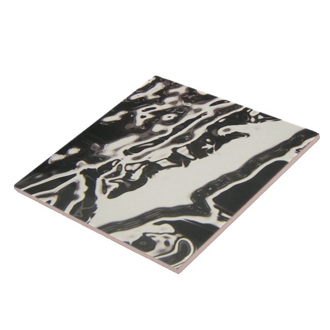 Carreau Vaporwave Black & White Fluid Art (Côté)