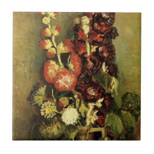 Carreau Vase aux roses trémières par Vincent van Gogh