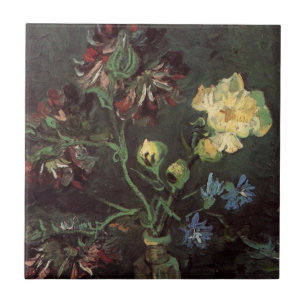 Carreau Vase avec Myosotis et Pivoines de Vincent van Gogh