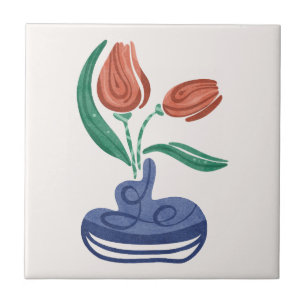 Carreau Vase moderne avec tulipes   Floral Still Life Art
