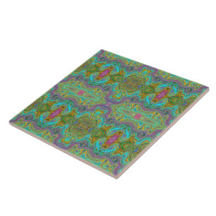 Carreau Vave Aqua Blue et Orange Trippy Motif