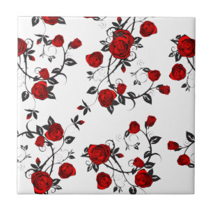 Carreau Vecteur de roses rouges, pétales floraux asymétr